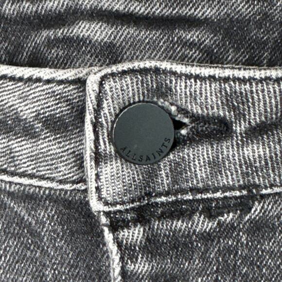All Saints Mast Ankle Ty Jean Skinny Raw Hem Washed Black Size 29 - Picture 5 of 13